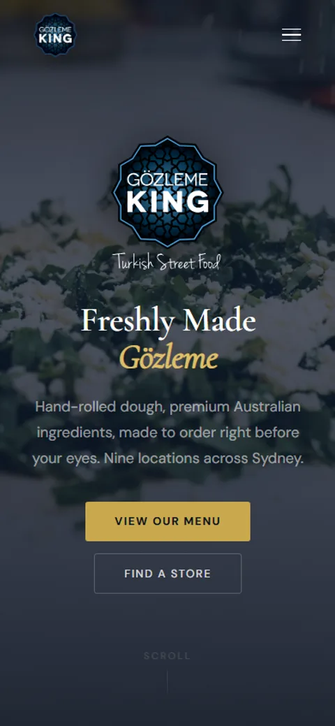 Gözleme King website on a mobile phone